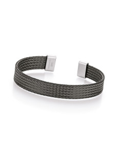 Men's steel and leather bracelet