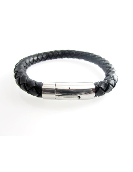 "Nile" Black Leather Men's Bracelet