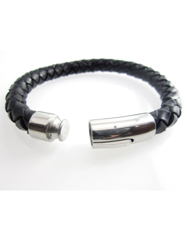 "Nile" Black Leather Men's Bracelet