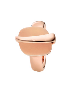 Anillo acero rosa con cristal de roca