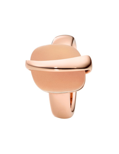 Anillo acero rosa con cristal de roca