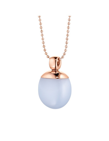 Pendant rose steel with chalcedony blue