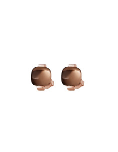 Pendientes Acero rosa con cuarzo ahumado