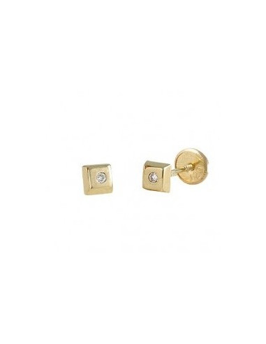 Bebé Cuadrado Oro Amarillo con Diamante