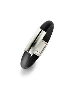Bracelet man steel and rubber