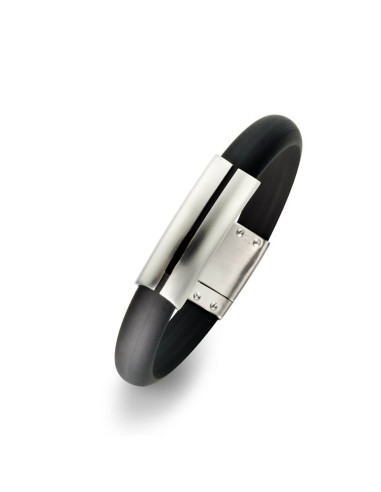 Bracelet man steel and rubber