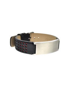 Men's steel and leather bracelet