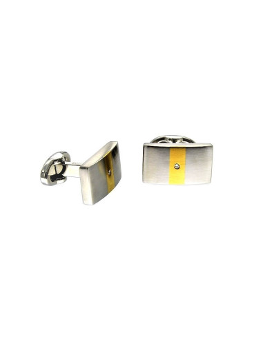 steel cufflinks, gold, diamond
