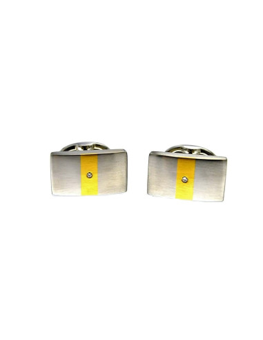 steel cufflinks, gold, diamond