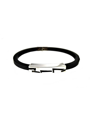 Pulsera Hombre Plata y Caucho