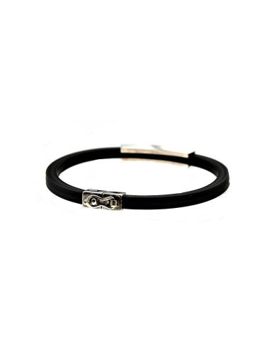 Pulsera Hombre Plata y Caucho