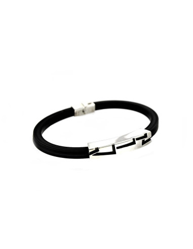 Pulsera Hombre Plata y Caucho