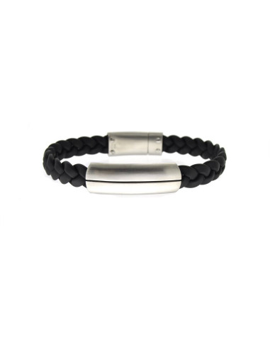 Pulsera Hombre Acero y Caucho