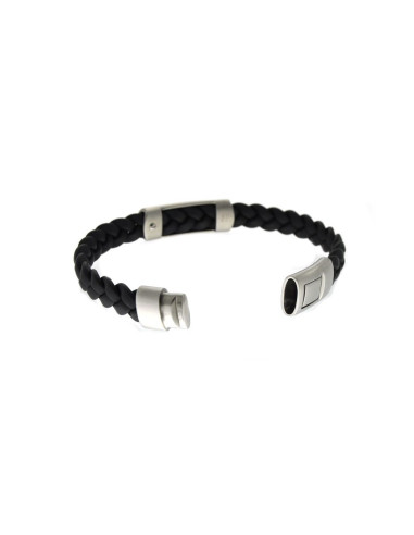 Pulsera Hombre Acero y Caucho