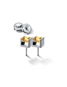 Farbedelsteinohrstecker Cube Edelstahl