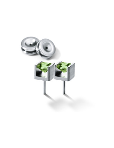 Farbedelsteinohrstecker Cube Edelstahl