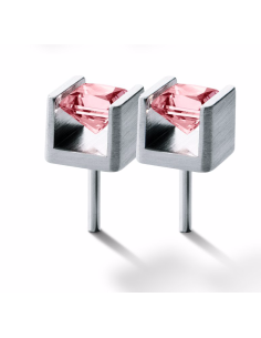 Earrings Cube Rose Turmalin