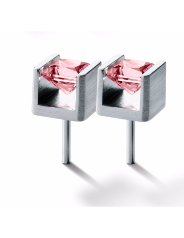 Pendientes Cube Turmalina Rosa
