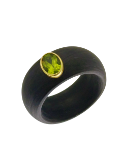 Anillo carbón peridoto