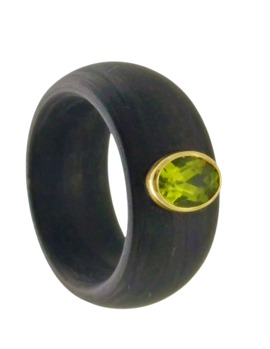 Anillo carbón peridoto