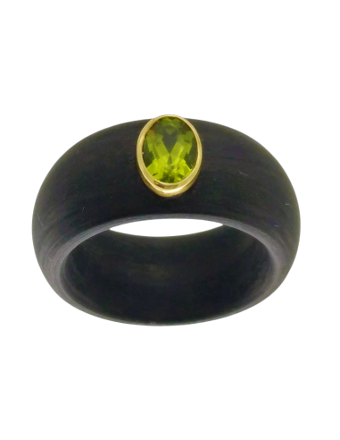 Anillo carbón peridoto