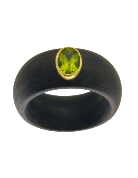 Anillo carbón peridoto