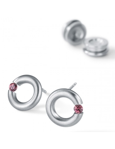 Pendientes rodolita Redondo Acero