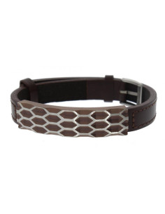 Men's steel and leather bracelet