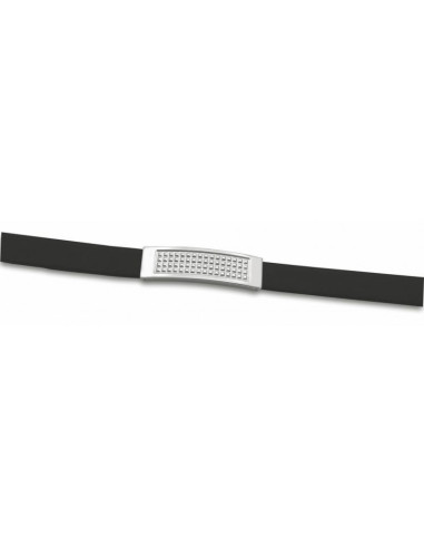 Men's steel and leather bracelet