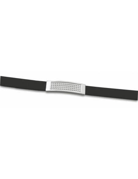 Men's steel and leather bracelet