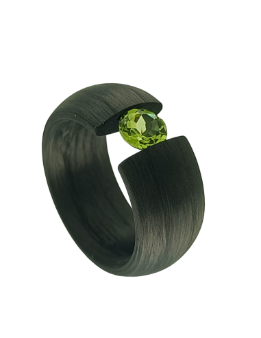 Anillo carbón peridoto tensión