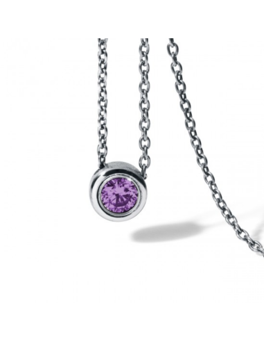 Amathyst necklace Round Steel