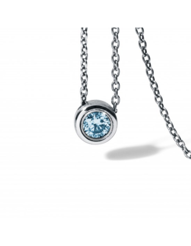 Blue Topaz necklace  Round Steel