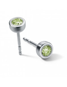 Peridot Earrings  Round Steel