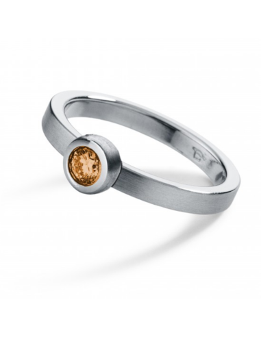 Anillo citrino Redondo Acero