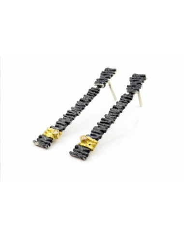 Pendientes Junc Plata y Oro Largos