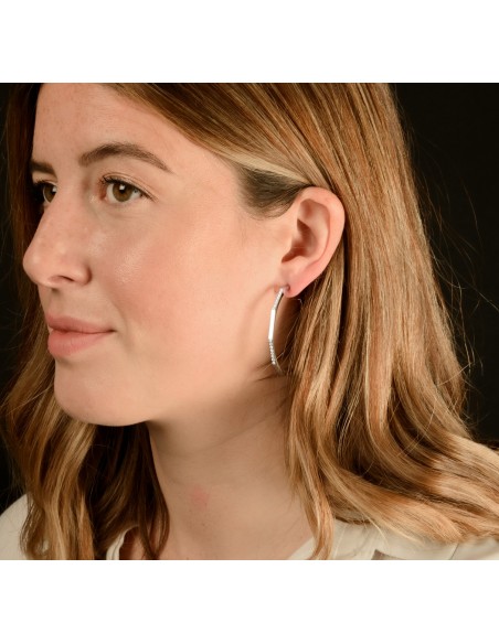 Steel large hoops with zircons