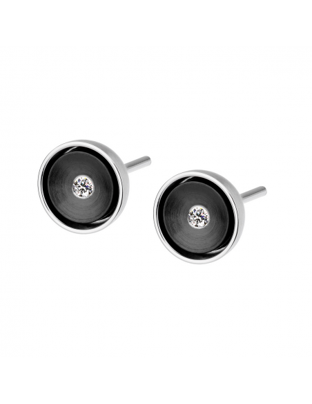 Black circle diamond earrings
