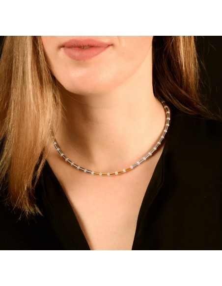 Collar acero con perlas