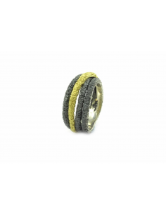 Anillo Sira Plata y Oro Mediano