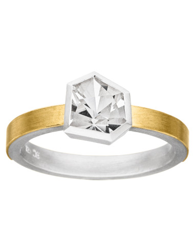 Anillo Cuarzo Alpino, plata y Oro