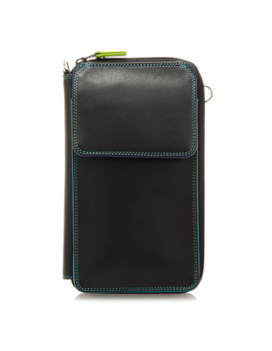 Zip Round Multi Purse with Shoulder Strap Black Pace