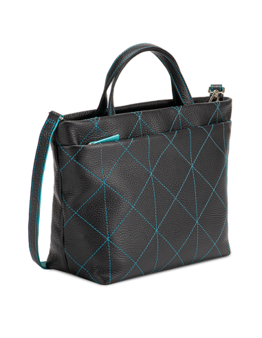Pienza Grab Handle Bag Black and blue