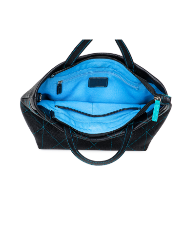 Pienza Grab Handle Bag Black and blue