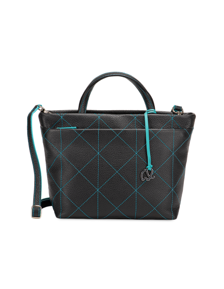 Pienza Grab Handle Bag Black and blue