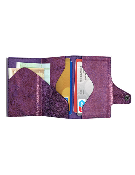 CLICK & SLIDE Glitter Blackberry/Silver Wallet