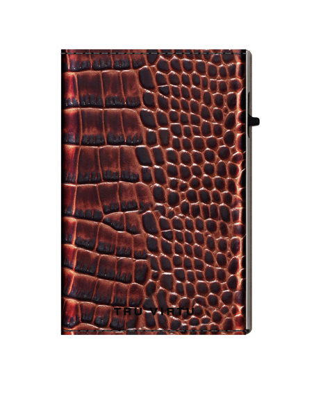 CLICK & SLIDE Sleek Purse Croco Brown/Silver