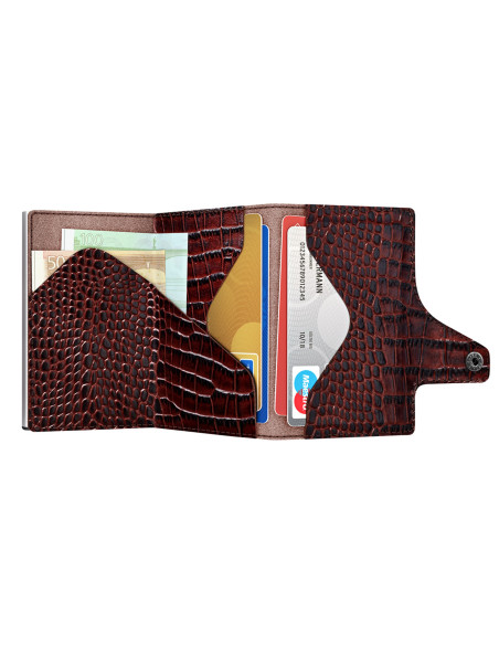 C&S Coin Pocket Croco Brown/Silver Purse