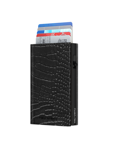 CLICK & SLIDE Sleek Wallet Croco Black/Black