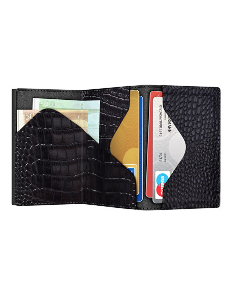 Monedero CLICK & SLIDE Sleek Croco Black/Black